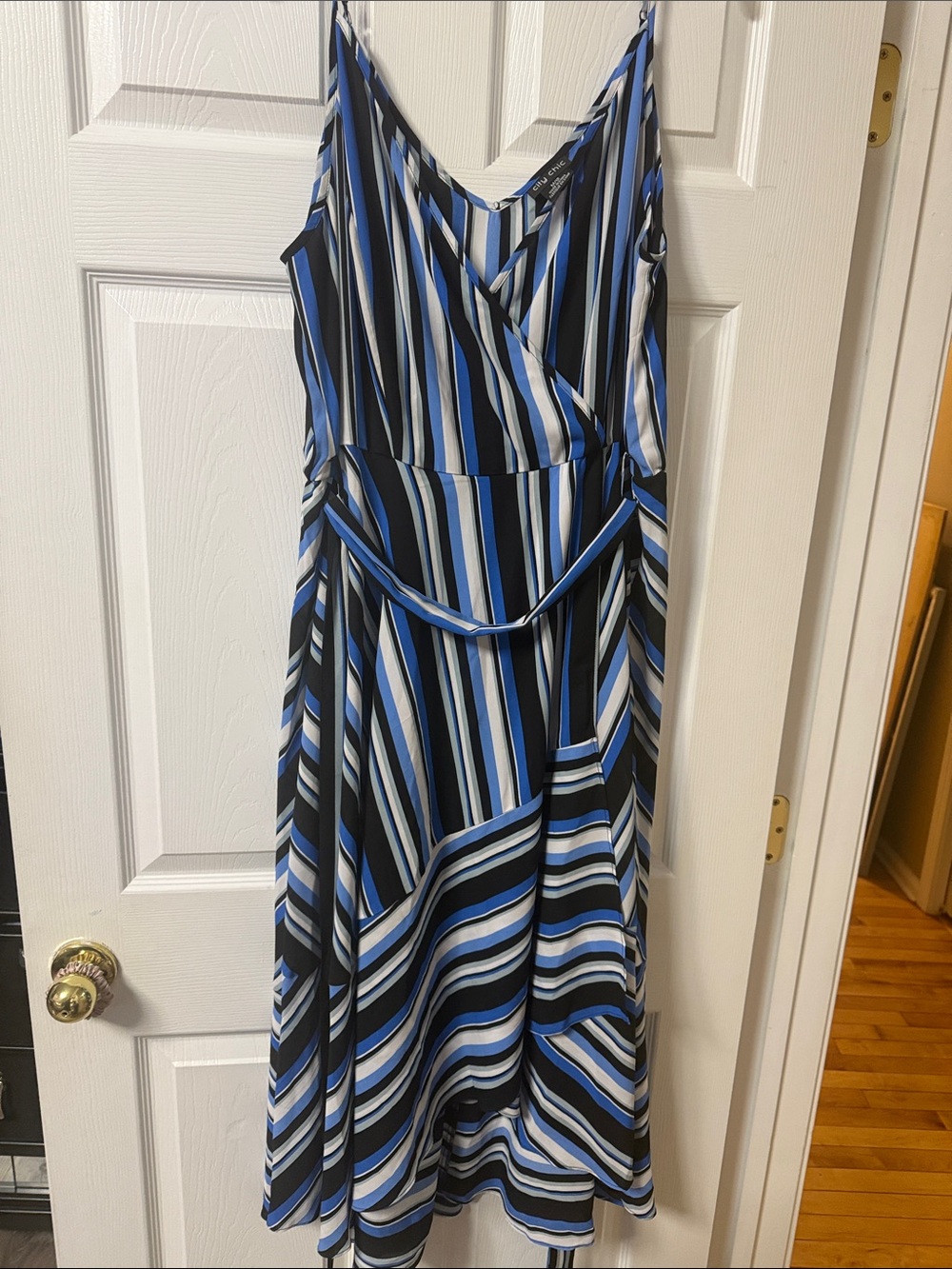 City Chic Blue and Black Striped Maxi Dress